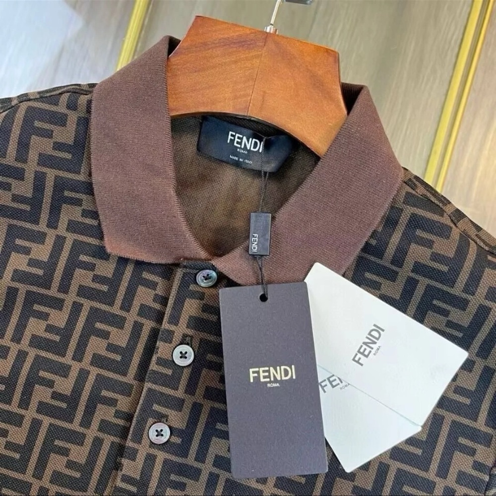 Fendi Black and Brown Monogram Men’s Polo